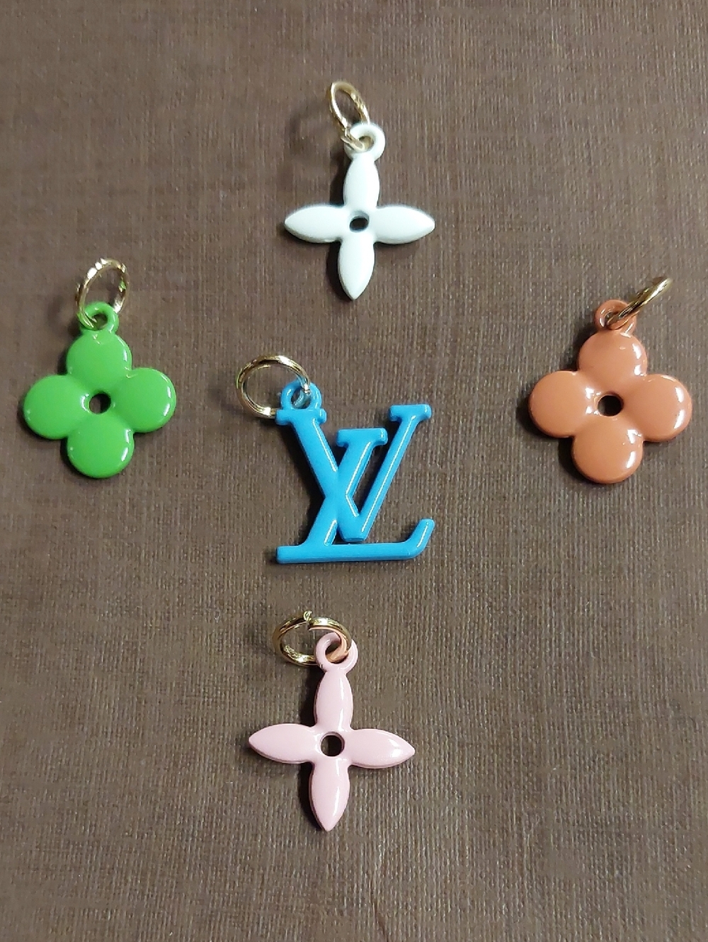 LV Turquoise Initial Charm Pendant SET